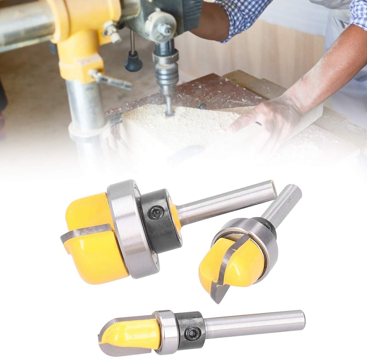 Smoakez - Box Router Bit - Houtbewerking - Hoge sterkte - Ronde neus frezen - V-groef sjabloon - 6 mm schacht - Geschikt voor precisiewerk