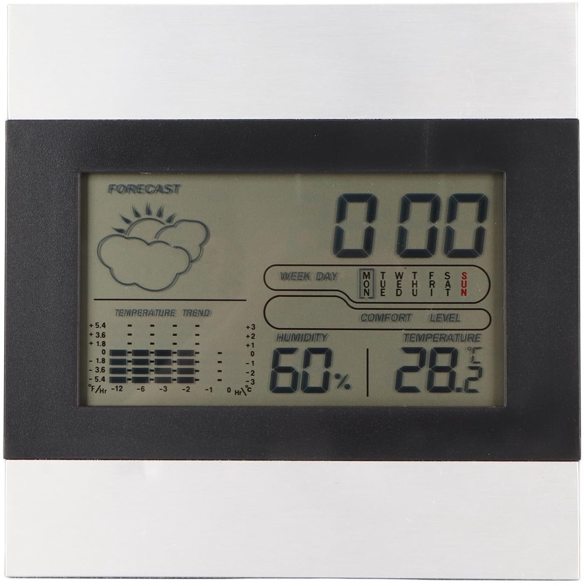 Vlemico - Digitale Weerklok - Temperatuur- en Vochtigheidsweergave - Compacte Wekker - Weerbewakingsklok - Ideaal voor Thuis en Kantoor - Aluminium...