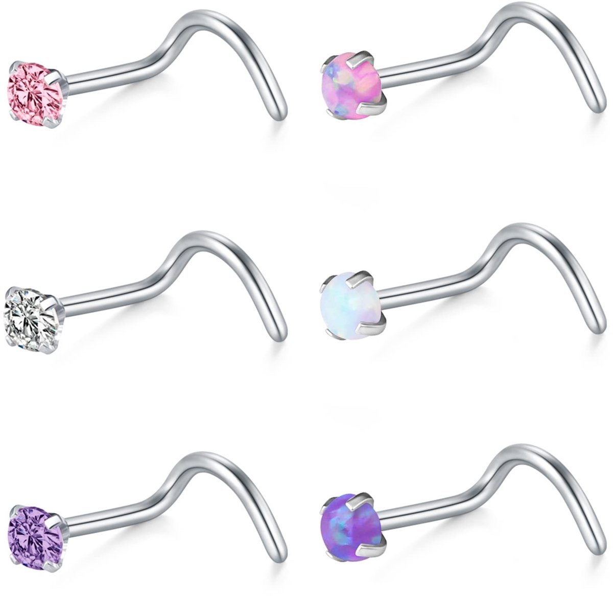 Allecto - Neusstuds - Neuspiercing - Stijlvol en duurzaam - Kunstopaal - Perfect voor elke gelegenheid - Geschikt voor mannen en vrouwen