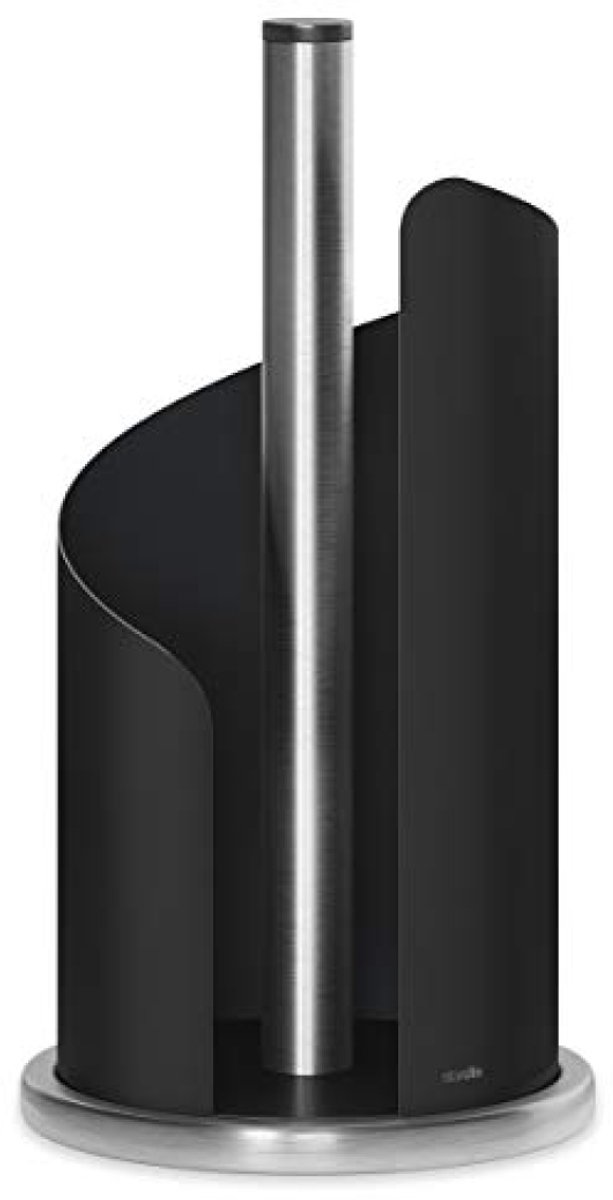 PromoHome Design Keukenrolhouder RVS Mat - Vrijstaand - H30xØ15 cm - Geschikt voor Jumbo Rollen - Wit