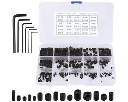 QIMEI-SHOP Made Screws Assortment M2.5 M3 M4 M5 M6 M8 Screws Thread Pin Set Alloy Carbon Steel with Hex Key Black 300 - ShopVlot