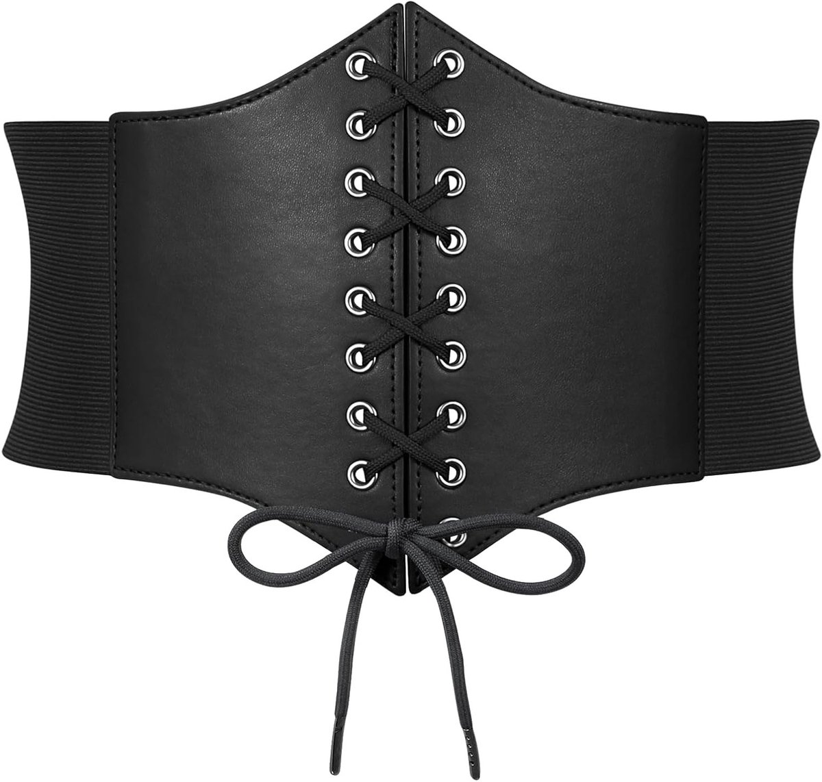 Zwarte Corset Tailleband voor Dames - Gestrikte Waspie Riem, Elastische Brede Ceintuur voor Halloween Feestjes en Kostuums