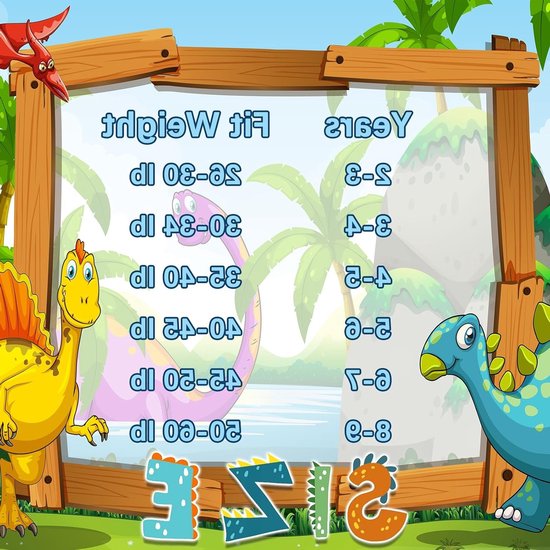Maattabel met dinosaurussen: Gewicht, Jaar, dl 08-02 tot dl 30-38.