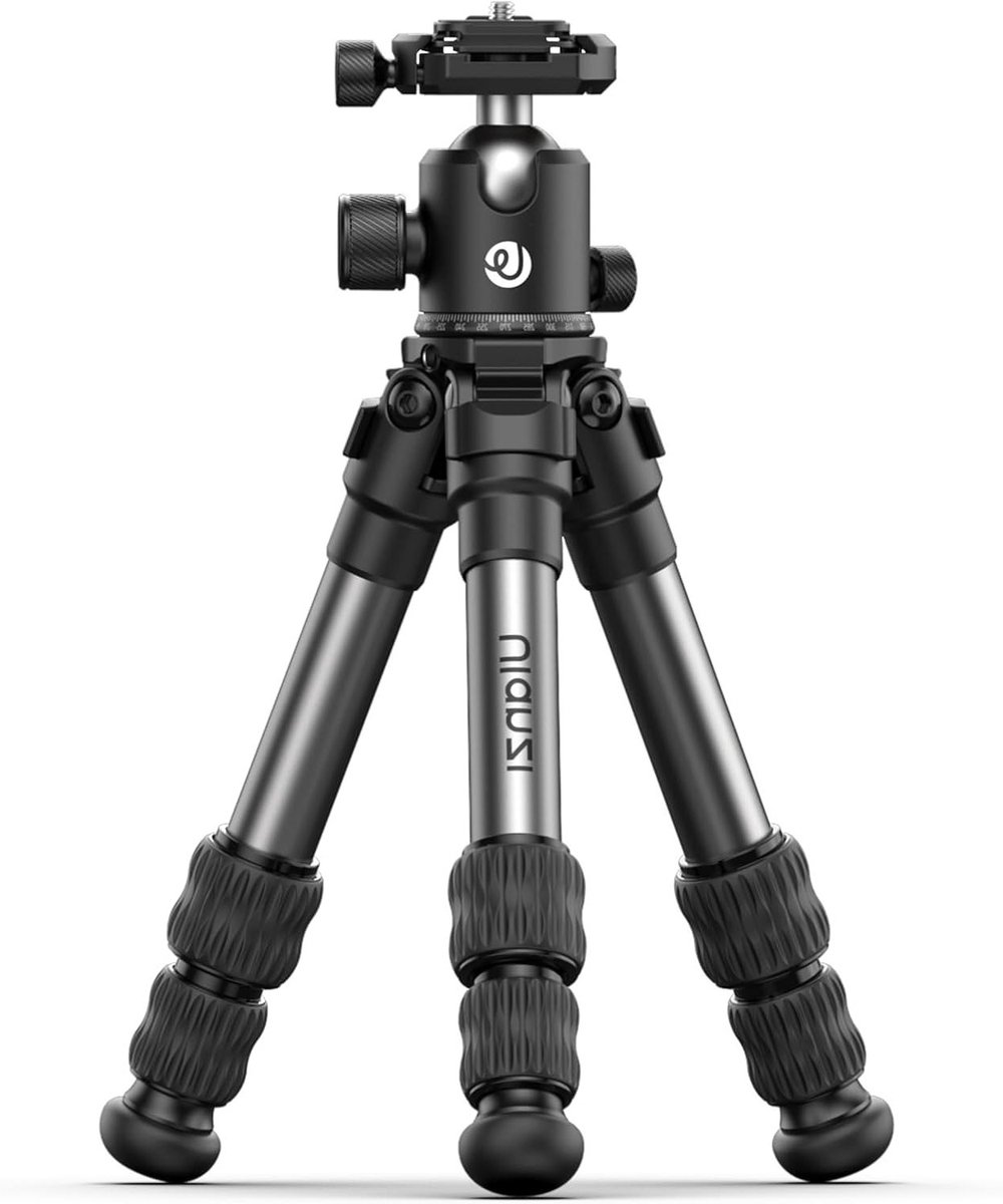 Ultra Draagbare Camera Statief met Panoramakop, Professioneel Aluminium Mini Tafelstatief voor Spiegelreflexcamera's, Smartphones en Compactcamera's, Opgevouwen 30 cm, 850 g Lichtgewicht, Inclusief Tas