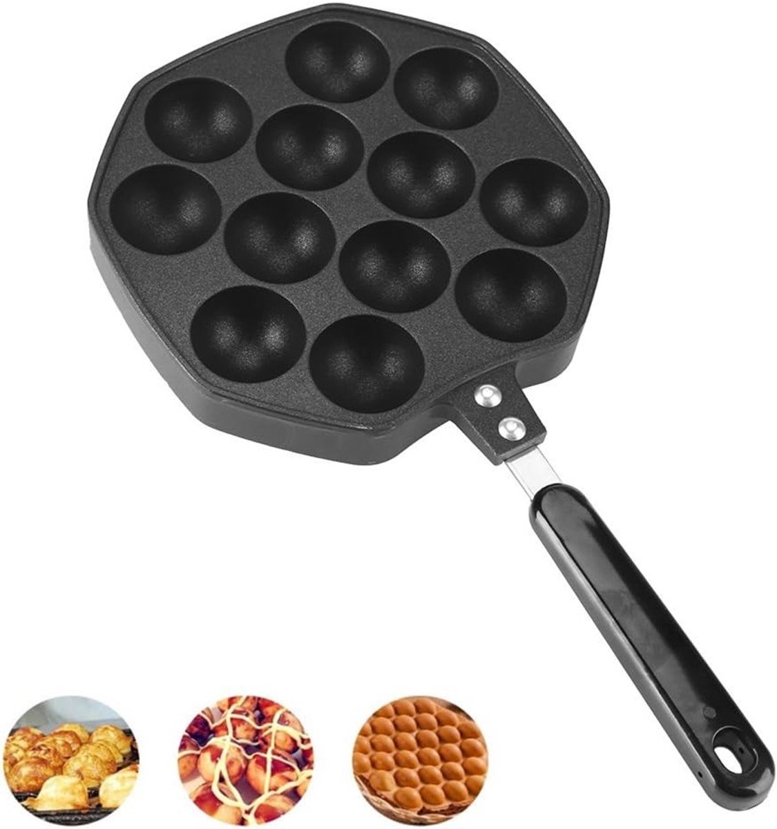 Kookpan met 12 gaten voor het bereiden van perfect gebakken gerechten en snacks