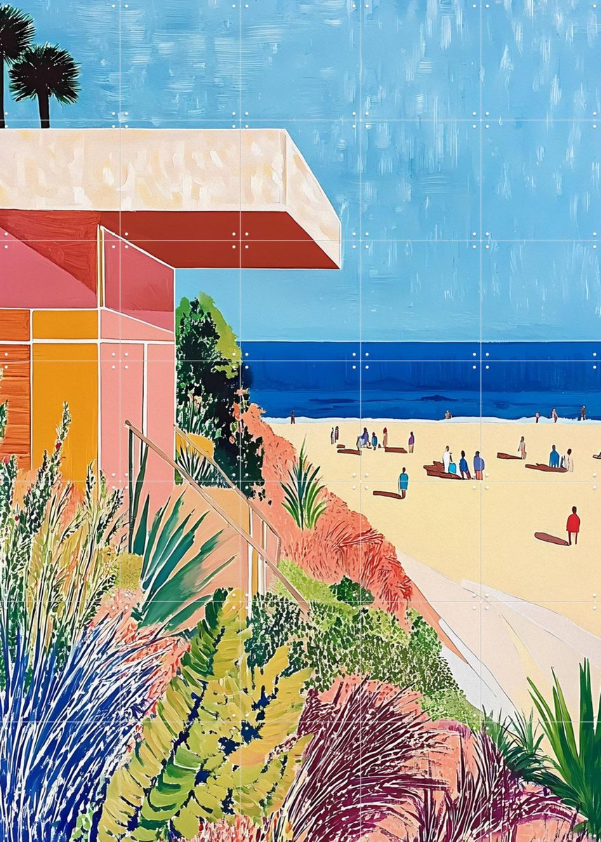 IXXI Strandhuis, Artclaud - 100 x 140 cm - Gratis ophangtool - Grote wanddecoratie en posters - Surrealisme, Pop art, Abstract, Illustraties