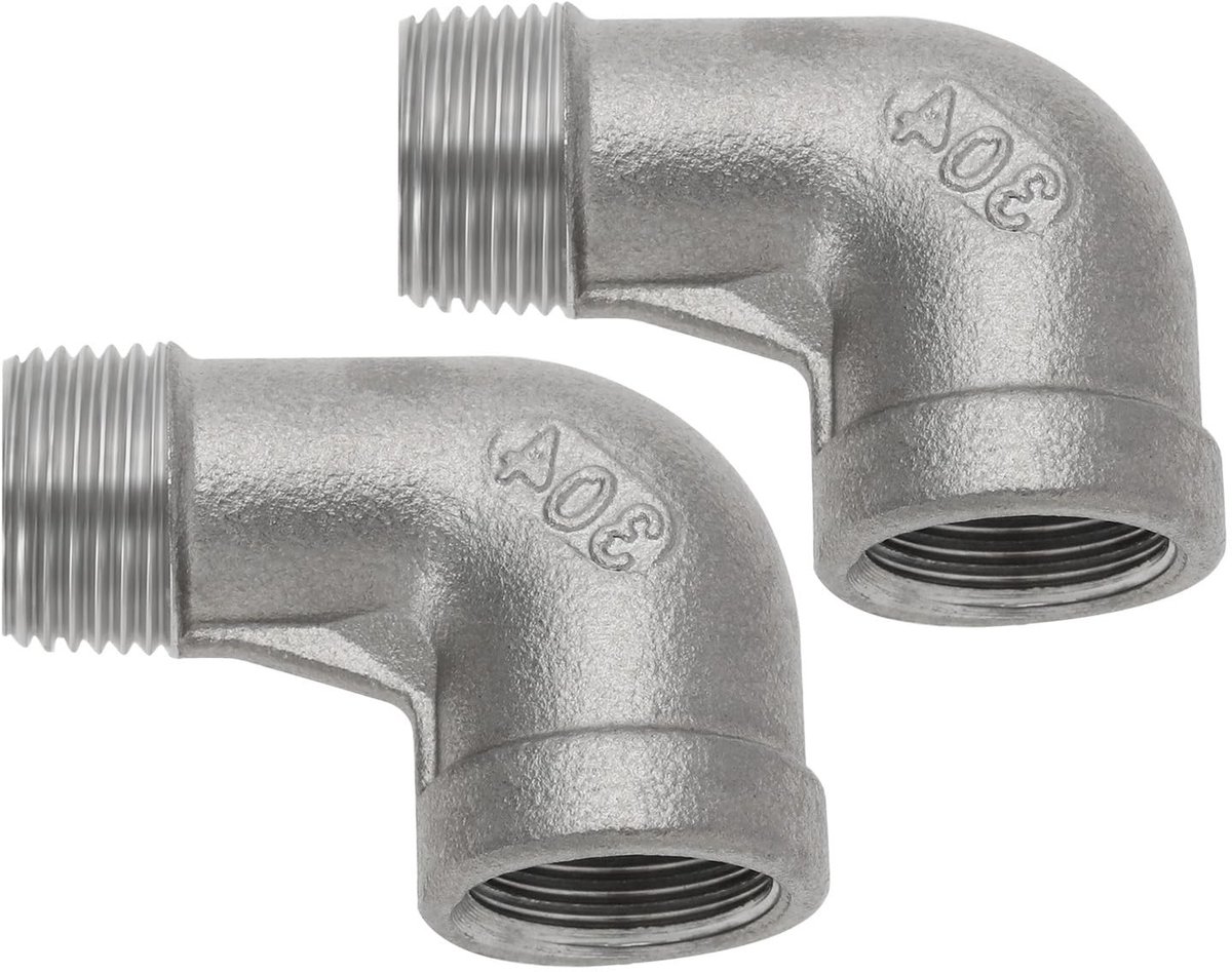 aladdien - Elleboog Connector - 90 Graden - Roestvrij staal - 1/4 Inch - Pijp Aansluiten - Duurzaam en gebruiksvriendelijk - Geschikt voor diverse t..
