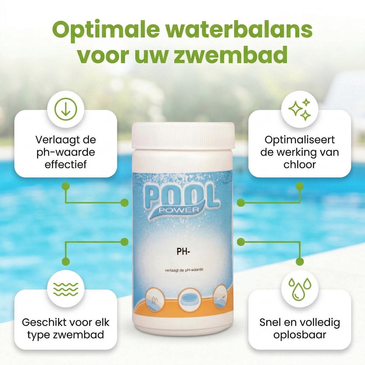 Zwembad Onderhoudspakket - Onderhoud Zwembad - bevat Chloor - PH-min en PH-plus (3-delig) – foto 4