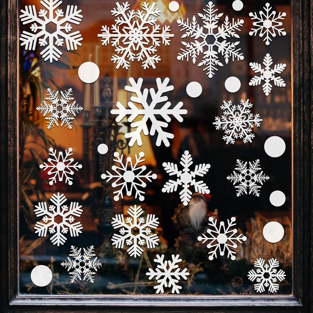 397 Stukken Kerstdecoratie voor Ramen, Zelfklevende Vensterdecoraties met Sneeuwvlokken, Kerstafbeeldingen en Electrostatische Hechting