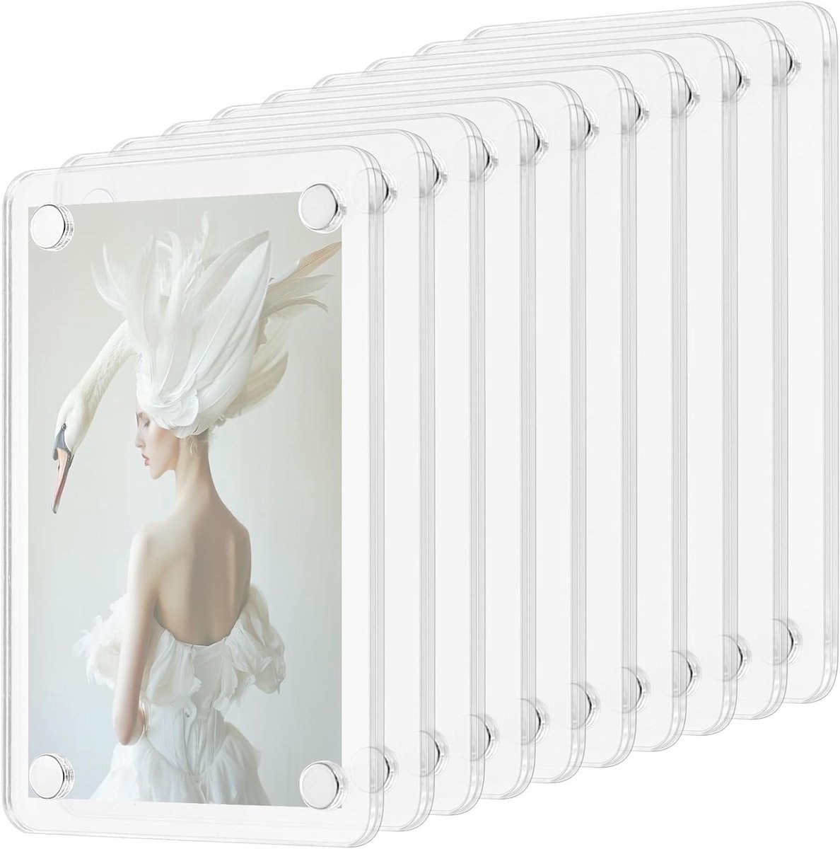 20 Stuks Acryl Fotolijsten, 9x6cm Dubbellaags Transparant Blok, Magnetische Fotolijsten voor Koelkast en Wanddecoratie
