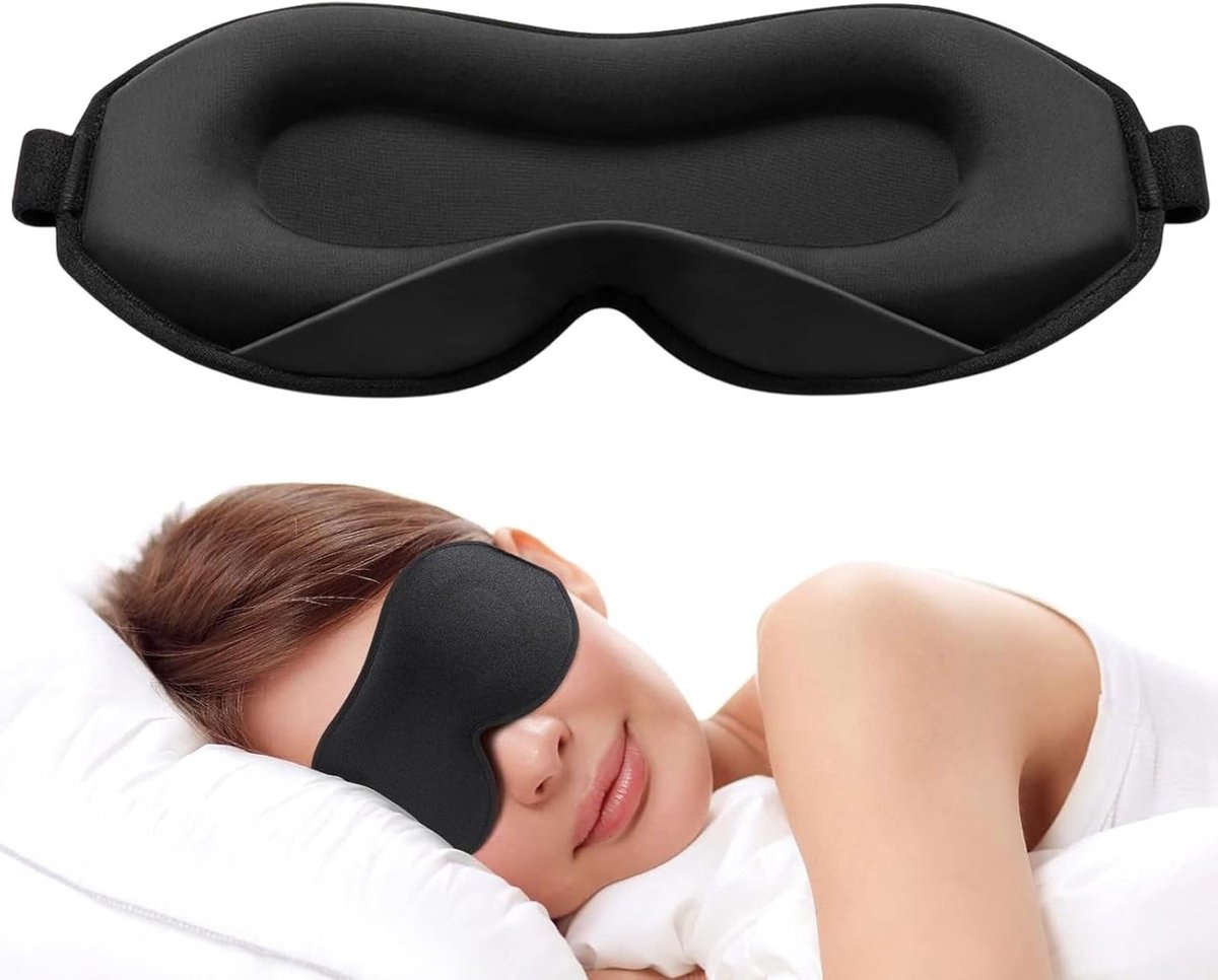 Slaapmasker - Oogmasker - Comfortabel Slapen - 3D Contouren - 23x10cm - Zwart