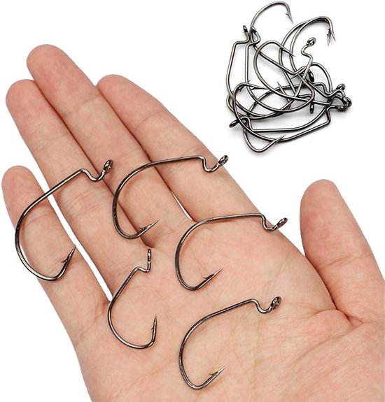 Carbon Stalen Worm Senko Aas Jig 50/100 Stuks Vissen Haak met Plastic Doos voor Effectieve Visserij van Merkloos — afbeelding 4