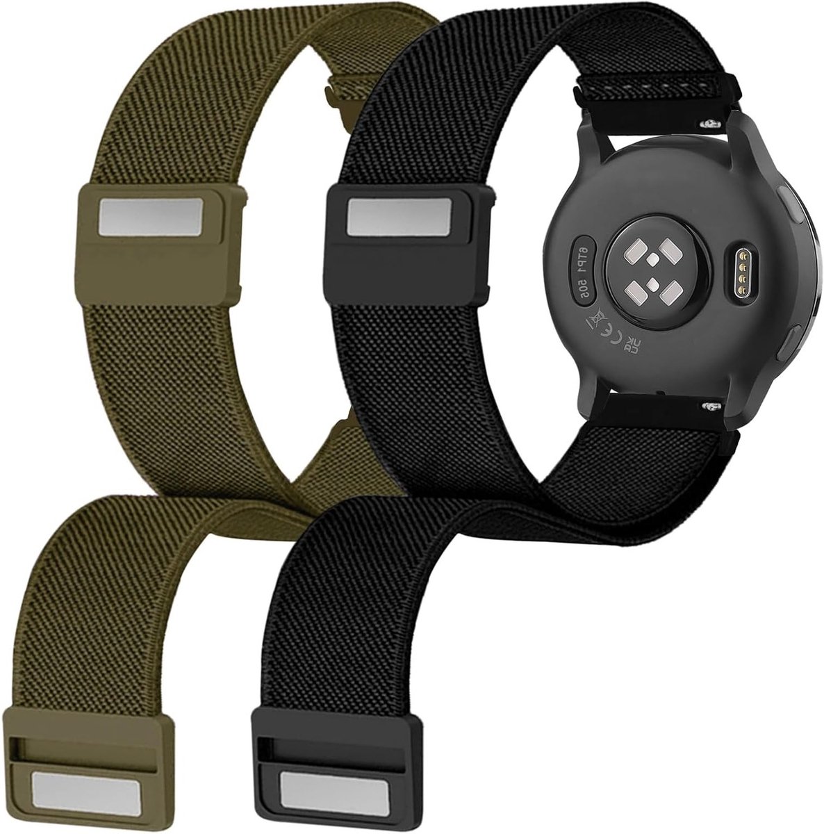 Zachte Elastische Armband met Magneetsluiting voor Garmin Vivoactive 5 en Venu - 20mm Nylon Stretch Polsband voor Forerunner 165 en Venu 2 Plus