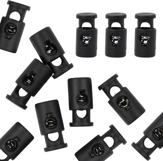 Set van 30 zwarte nylon cord stoppers met 1 gat - ideaal voor 3-4 mm koord, trekkoorden, tassen en veters — afbeelding 5