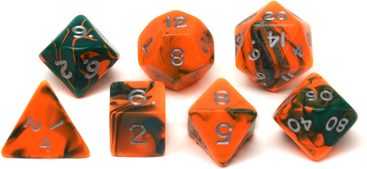HOT Games dobbelstenen jumbo set oranje groen voor rollenspellen.