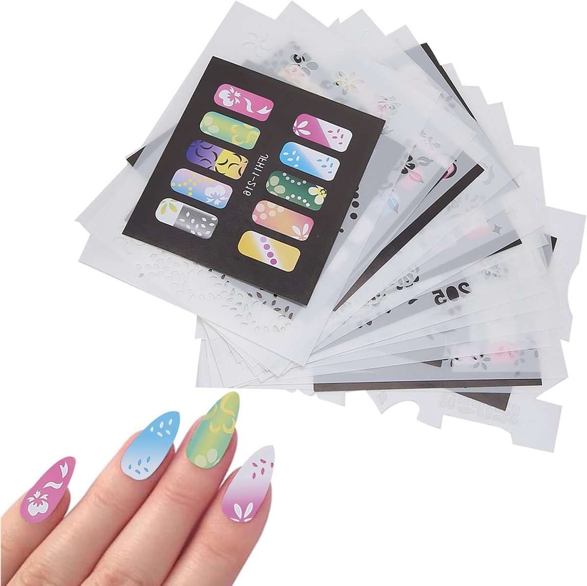 Nail Art Stencils - Herbruikbare Airbrush Sjablonen - 20 Stuks
