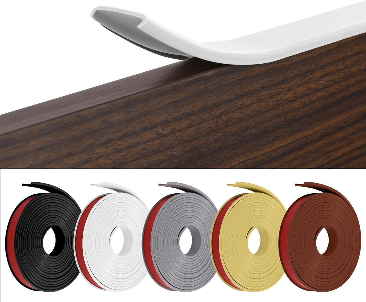 Zelfklevende U-vormige meubelrand, flexibele meubeltape, beschermstrips voor bureaus, kasten en werkbladen, 5 m x 20 mm, ideaal voor knutselen en meubels herstellen