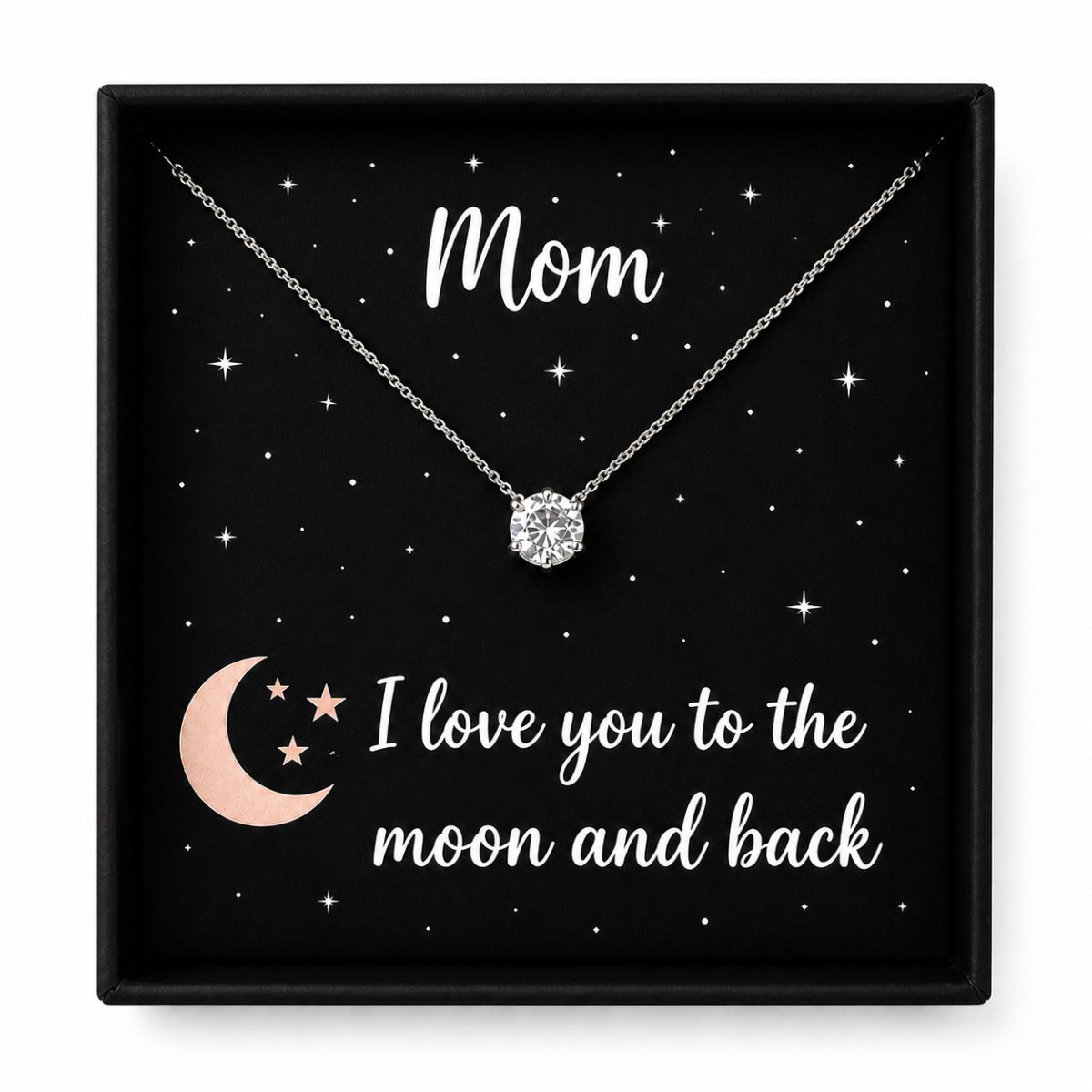Ketting voor Moeder Zilverkleurig – Dames Ketting met Betekenis – Moederdag Cadeau – Luxe Geschenkdoos “I Love You to the Moon and Back”
