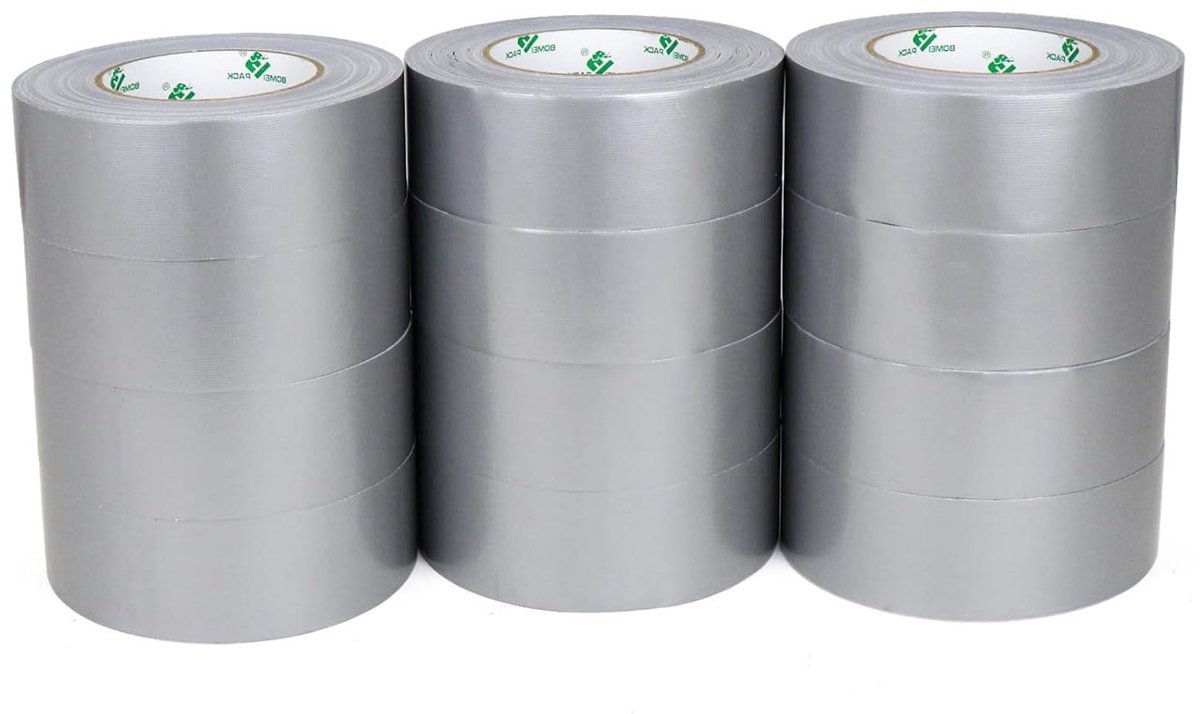 Armoured Tape 12 Rollen, Sterke Hechting, Handafscheurbaar, 50 mm x 50 m, Versterkt met Stof, Ideaal voor Reparaties en Klussen