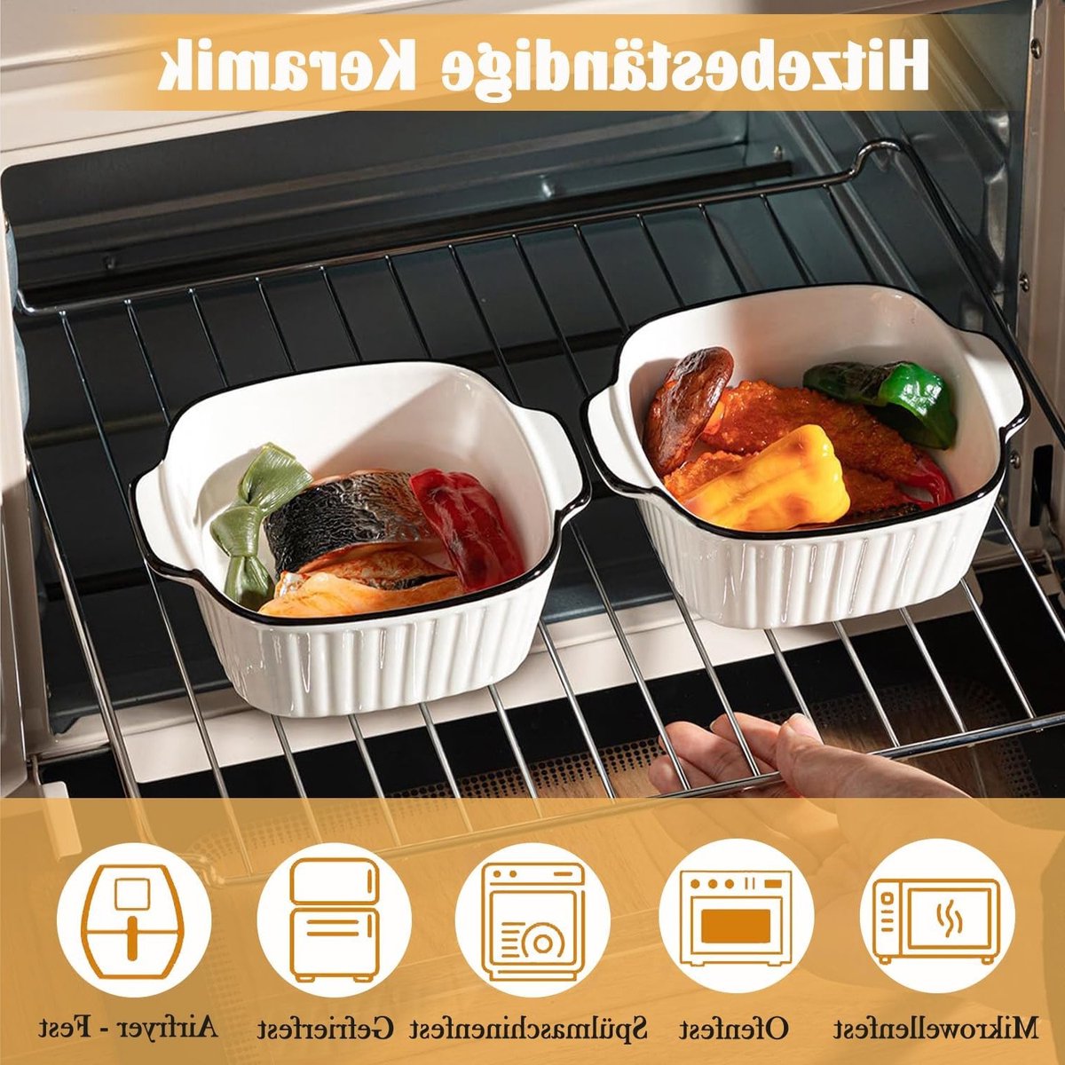 Set van 4 Keramische Ovenschaaltjes Klein - Ovenbestendige Grillpan met Handvatten — cadeau in Kookcadeaus - foto 3