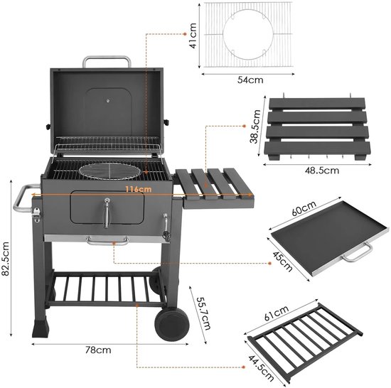Milova Barbecue - BBQ - Houtskool - Grill - BBQ roker - Met klaptafel en wielen - Buitenterras - Zomer - Tuin - Buiten koken — afbeelding 2