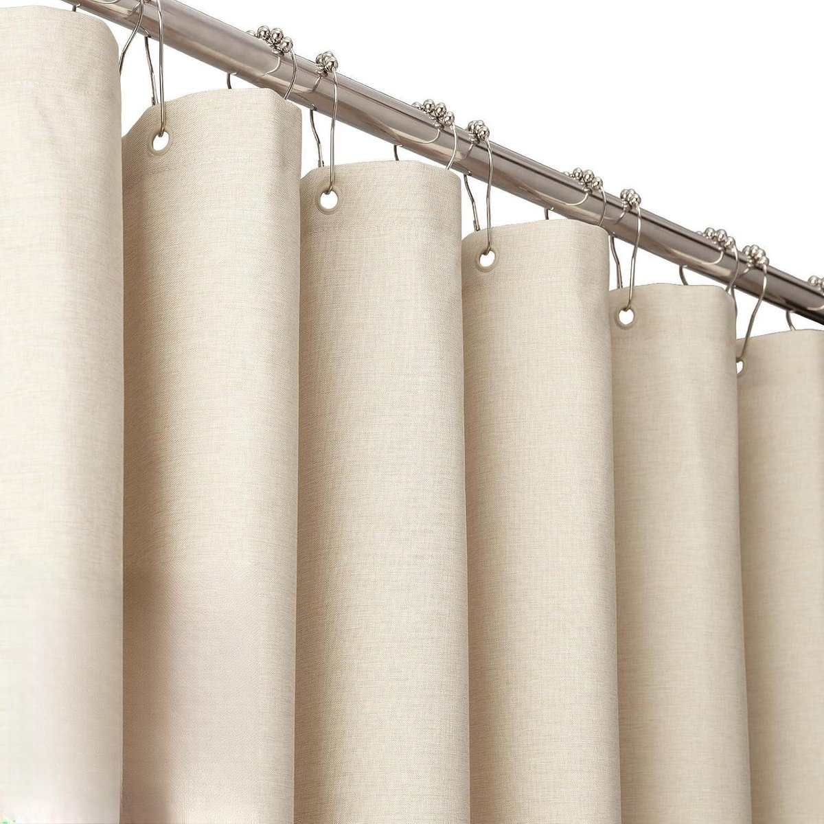 Waterdichte Douchegordijn 180 x 200 cm van Textiel, Schimmelbestendig en Inclusief 12 Ringen, Crème Kleur voor Badkamer Decoratie