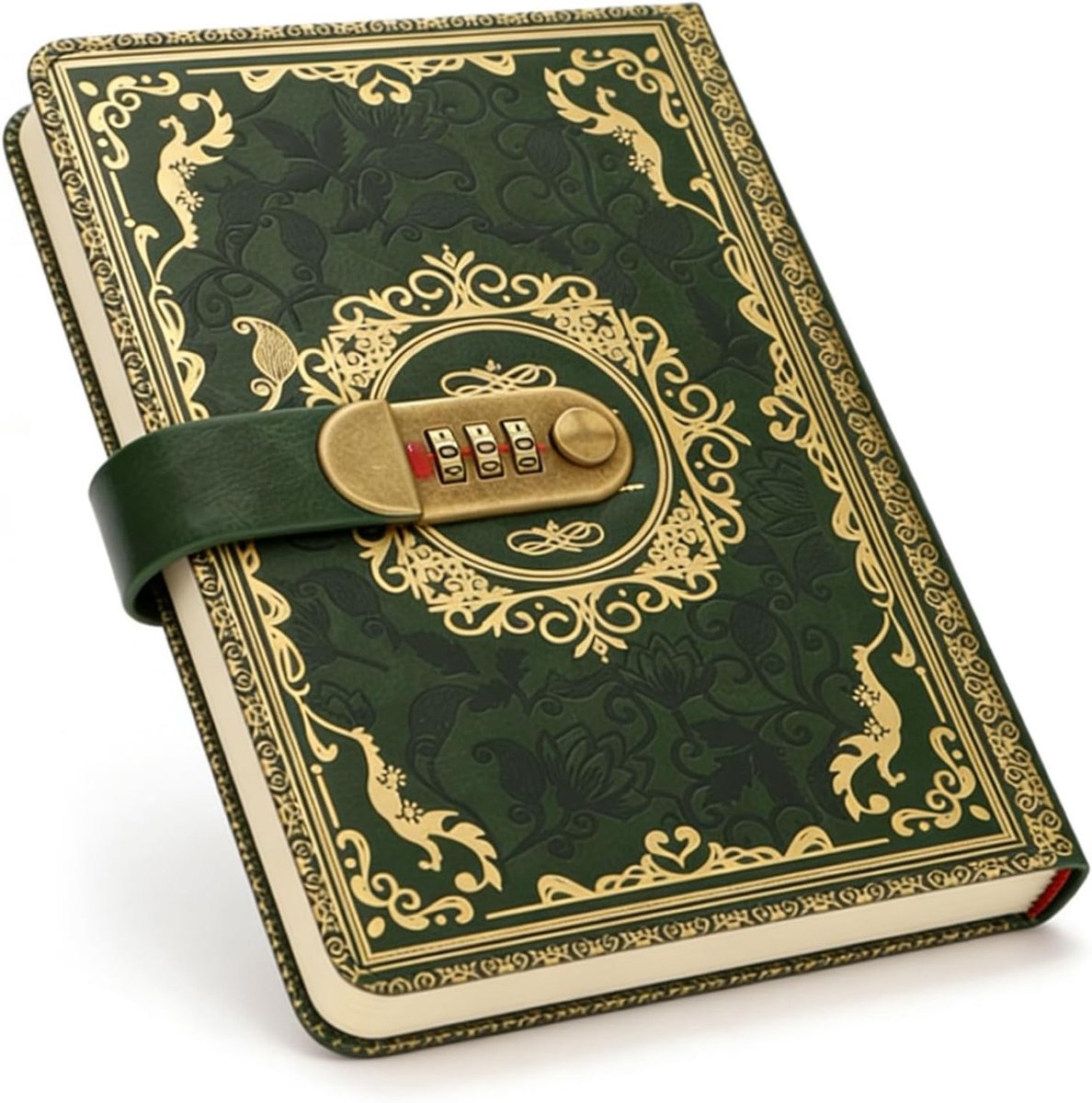 Stijlvol A5-dagboek met slot in groen PU-leer, afsluitbaar notitieboek met 200 pagina's voor kantoor en dagelijks gebruik, ideaal voor notities en journaling