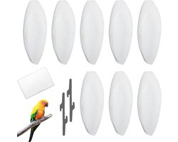 Set van 8 Natuurlijke Sepia Botten voor Papegaaien, Vogels, Schildpadden en Hamsters met 2 Metalen Houder