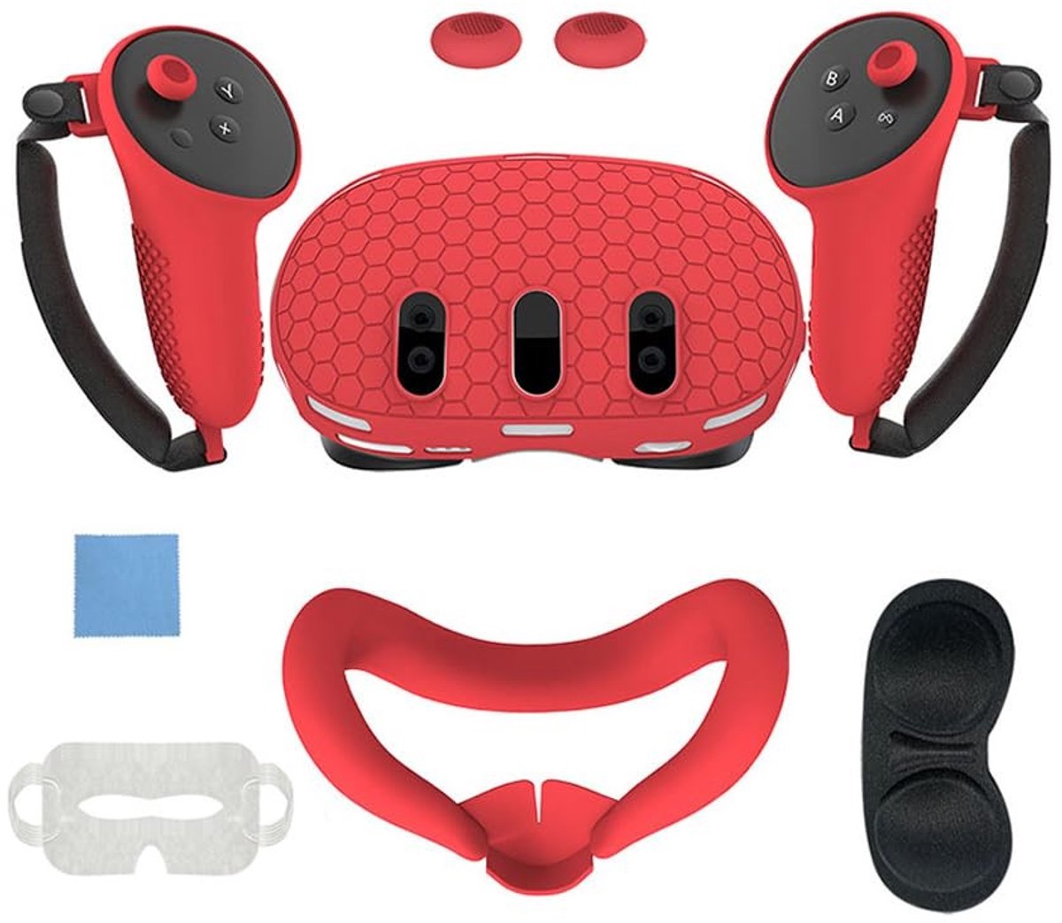 aladdien - Silicone Case Set - Bescherming en Grip - 12-delige set - Voor Meta-Quest 3 en Oculus - Accessoires voor VR - Geschikt voor gamers - Zwart