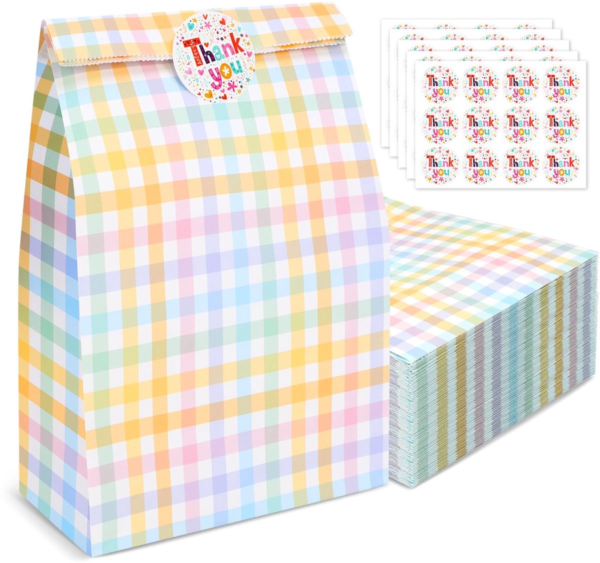 aladdien - Paper Party Bags - Kleine Cadeautasjes - Veelzijdig Gebruik - Kleurrijk - Bedankstickers - Perfect voor Verjaardagen - 40 Stuks