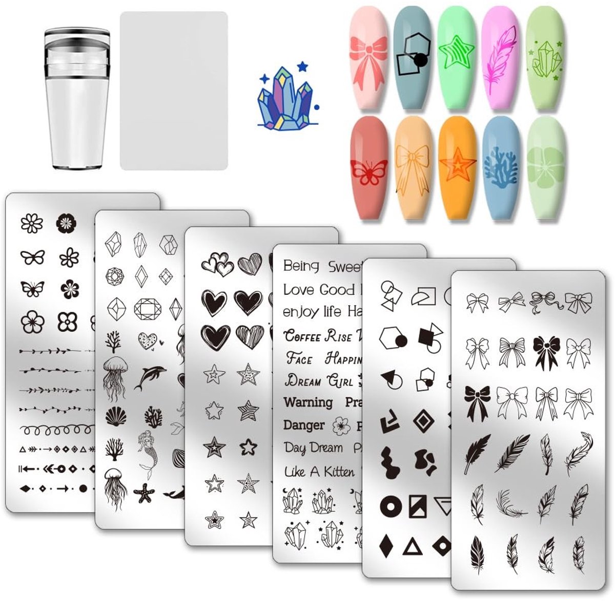 aladdien - Nail Stencils - Nail Art Templates - 6 Stuks - Geometrische Patronen - Geschikt voor Vrouwen - Manicure Accessoires