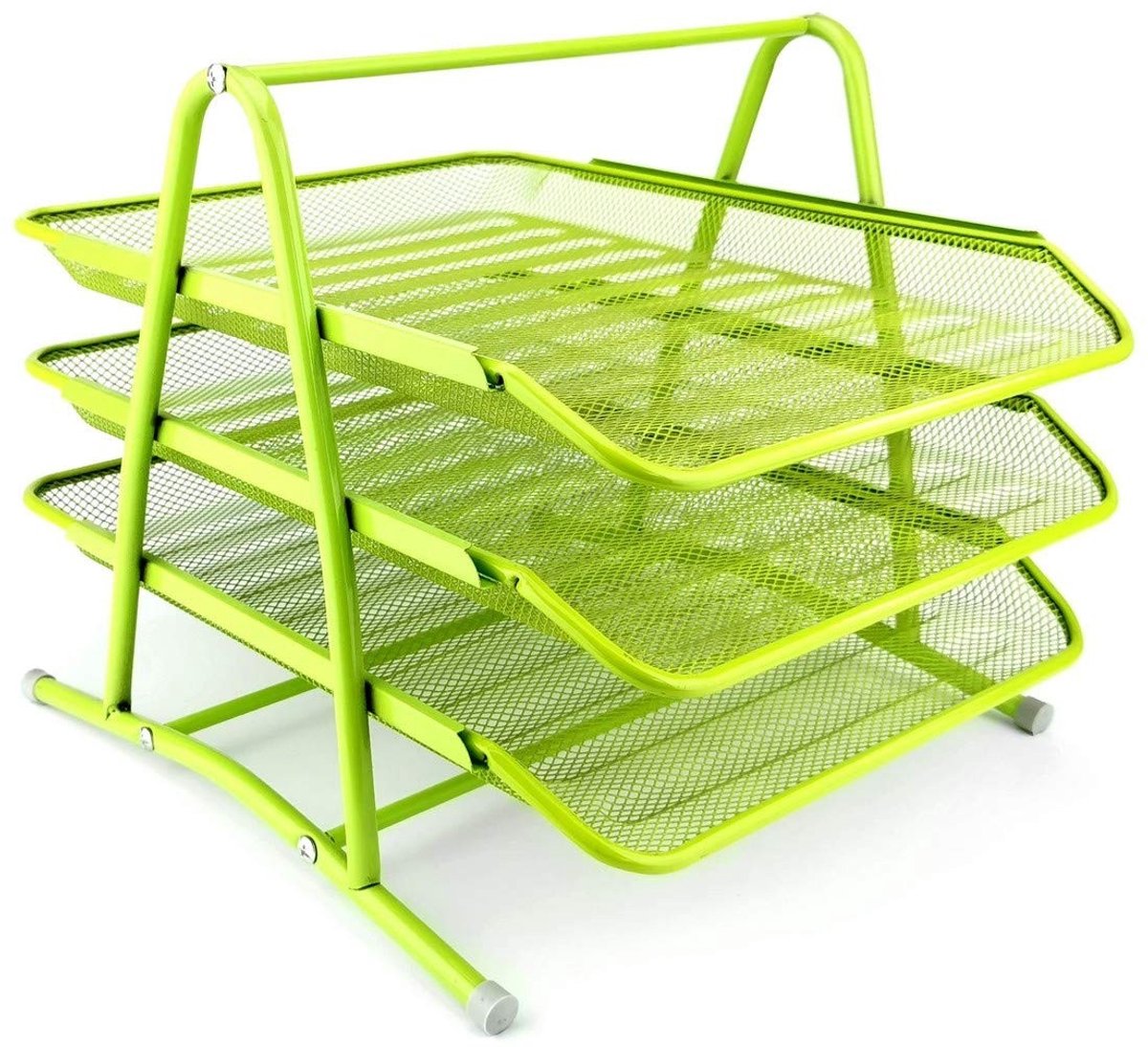 Allecto - Opbergvak - Documentenorganizer - 3 Laden - Limoenkleur - Pennenkoker - Handig voor Bureau - Bureau Organizer
