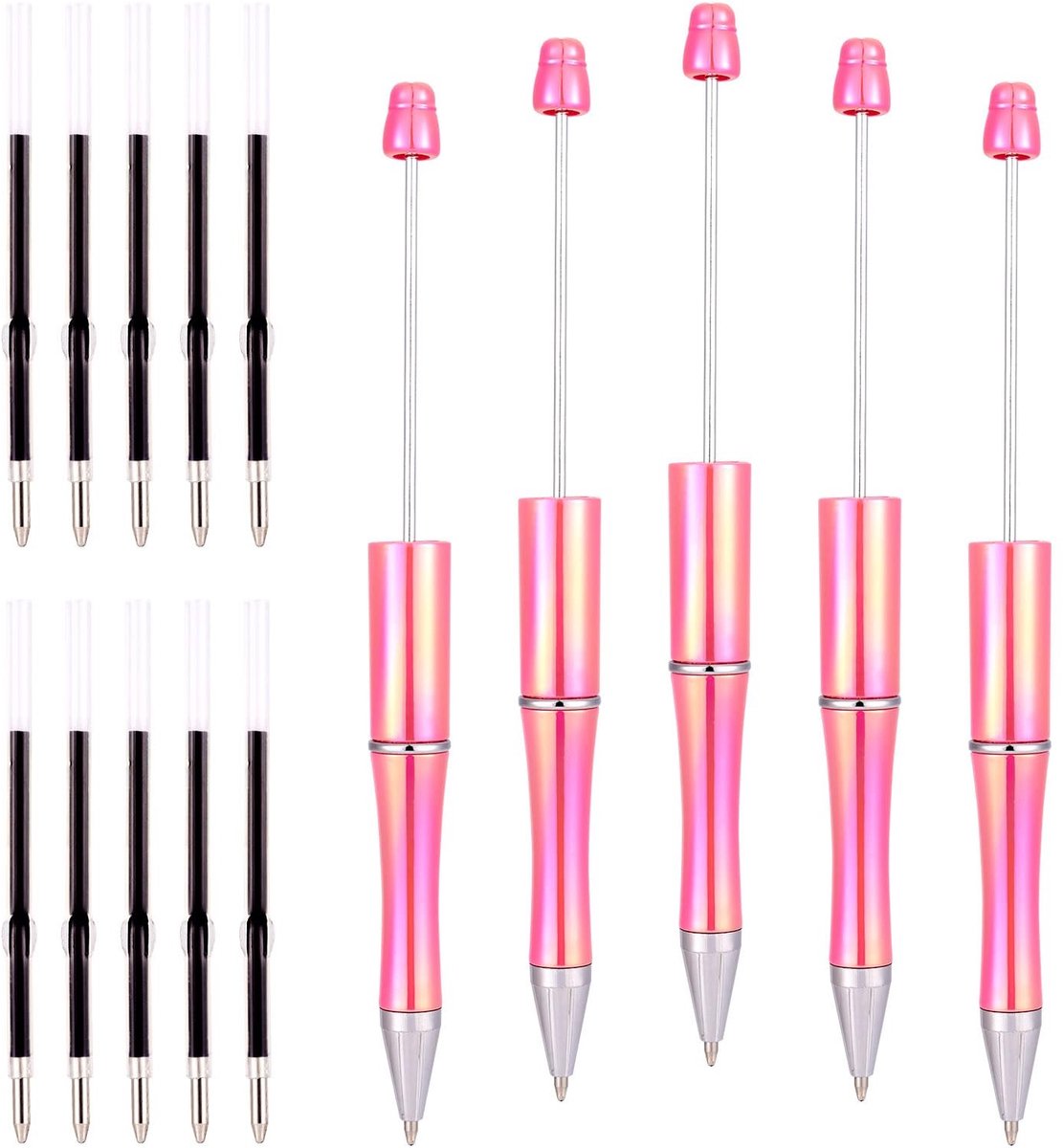 PandaHall 5 Stuks Bead Pens met 10 Vullingen - Creatieve Ballpoint Pennen Camellia