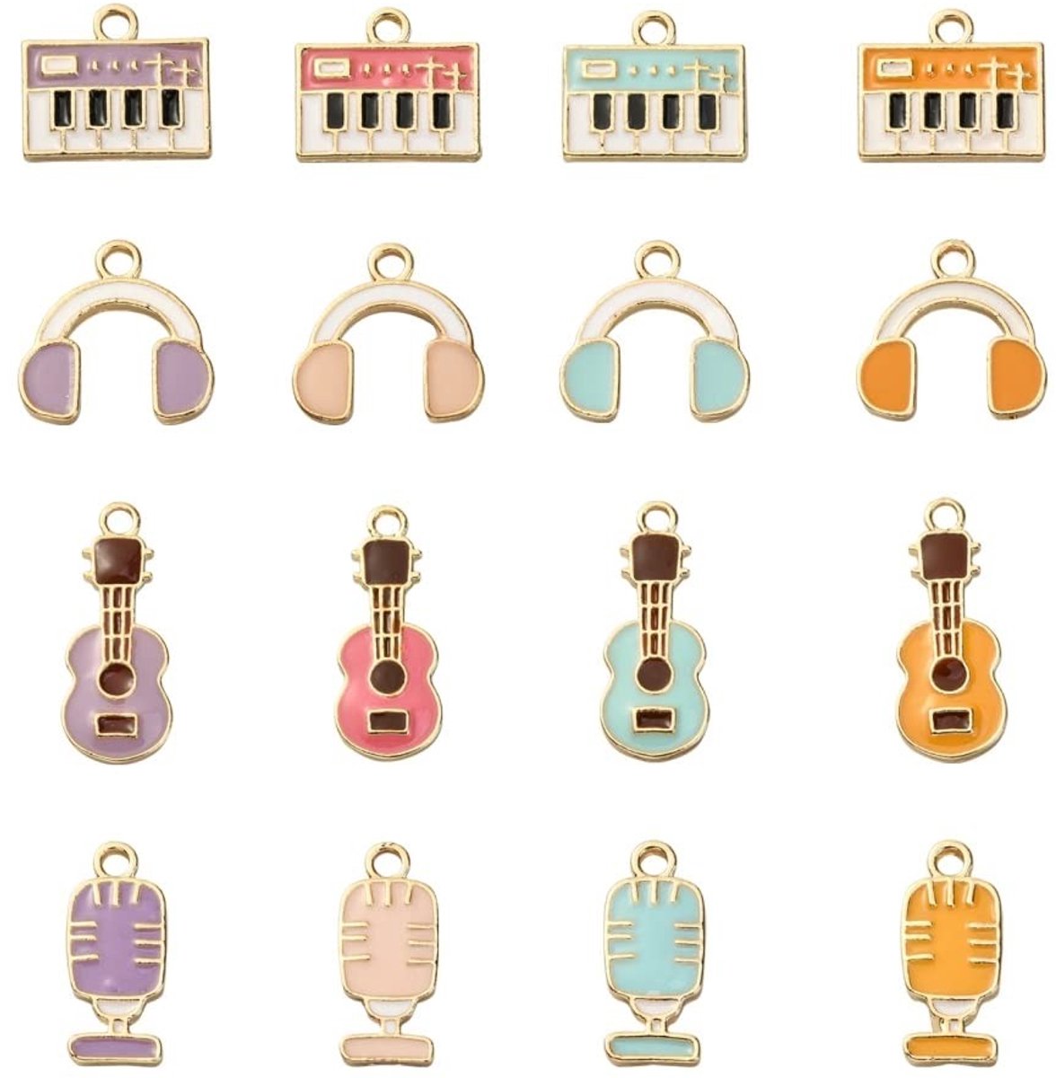 Allecto - Muziek Thema Charm Pendants - DIY Sieraden - Lichtgouden Instrumenten - Creatieve Sieraden - Charm Collectie - 32 Stuks - Geschikt voor D..