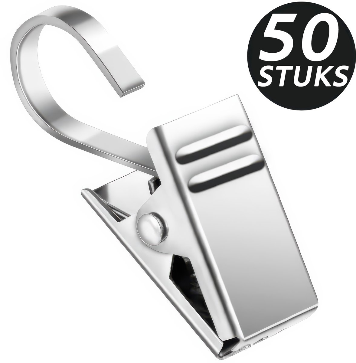 50 Stuks S Haken Metaal Gordijnhaken met Klemmen - Metalen Gordijn Ringen - Douchegordijn Ophanghaken met Klem - Gordijnen Haakjes - Curtain Glijder Hooks - Gordijnhangers Clips - Muurhaak Douchegordijnringen Runners voor u rail - Gordijnringen