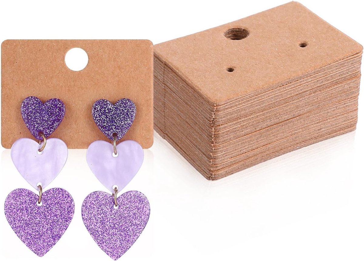 200 Stuks Presentatiekaarten 4.5 x 3.2 cm Kraft Papier voor Sieradenopslag en Organisatie