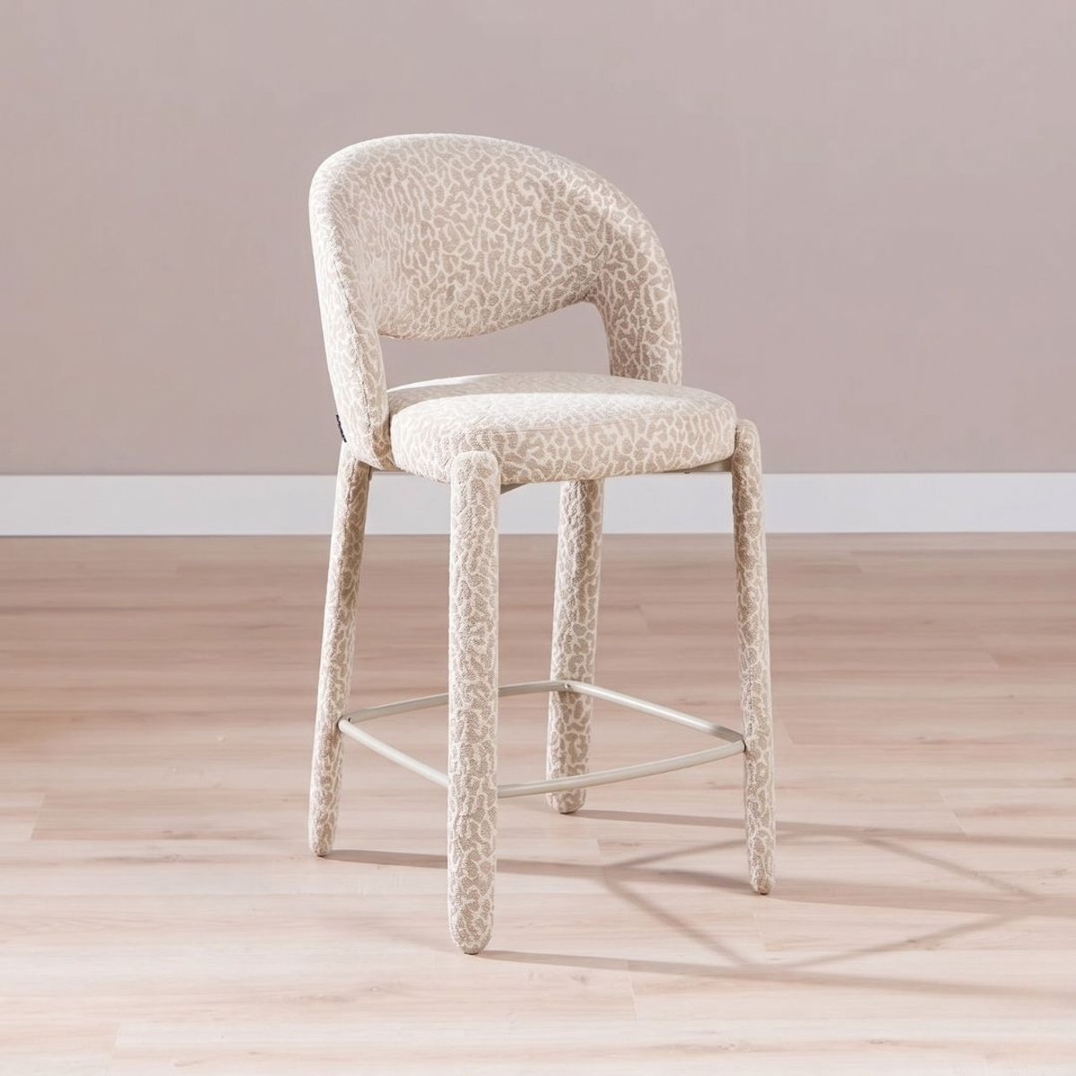 Bronx71® Barkruk Leo taupe leopard 70 cm - barstoel