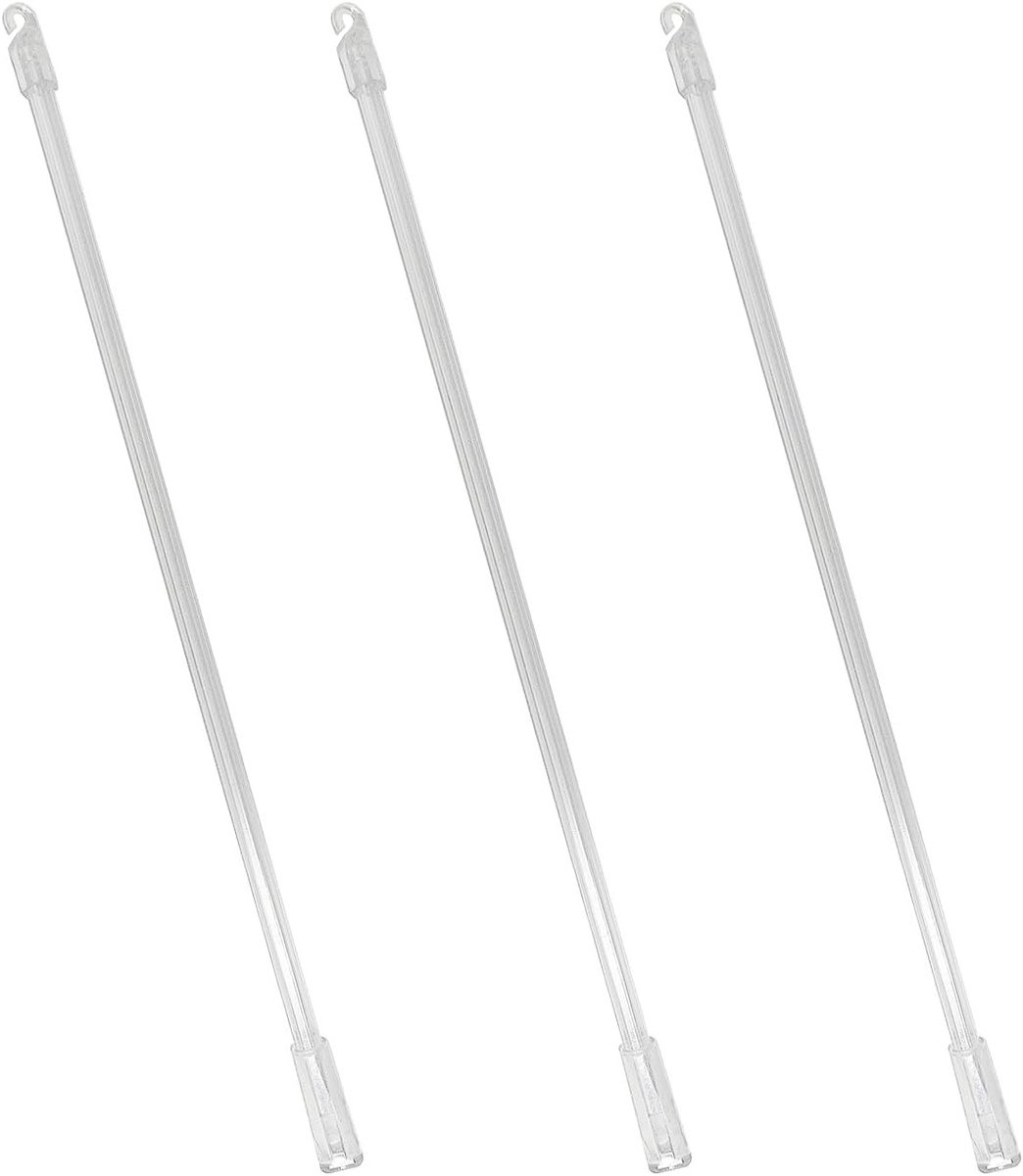 Set van 3 transparante acryl gordijnroedes van 30,5 cm met accessoires voor raamdecoratie en rolgordijnen