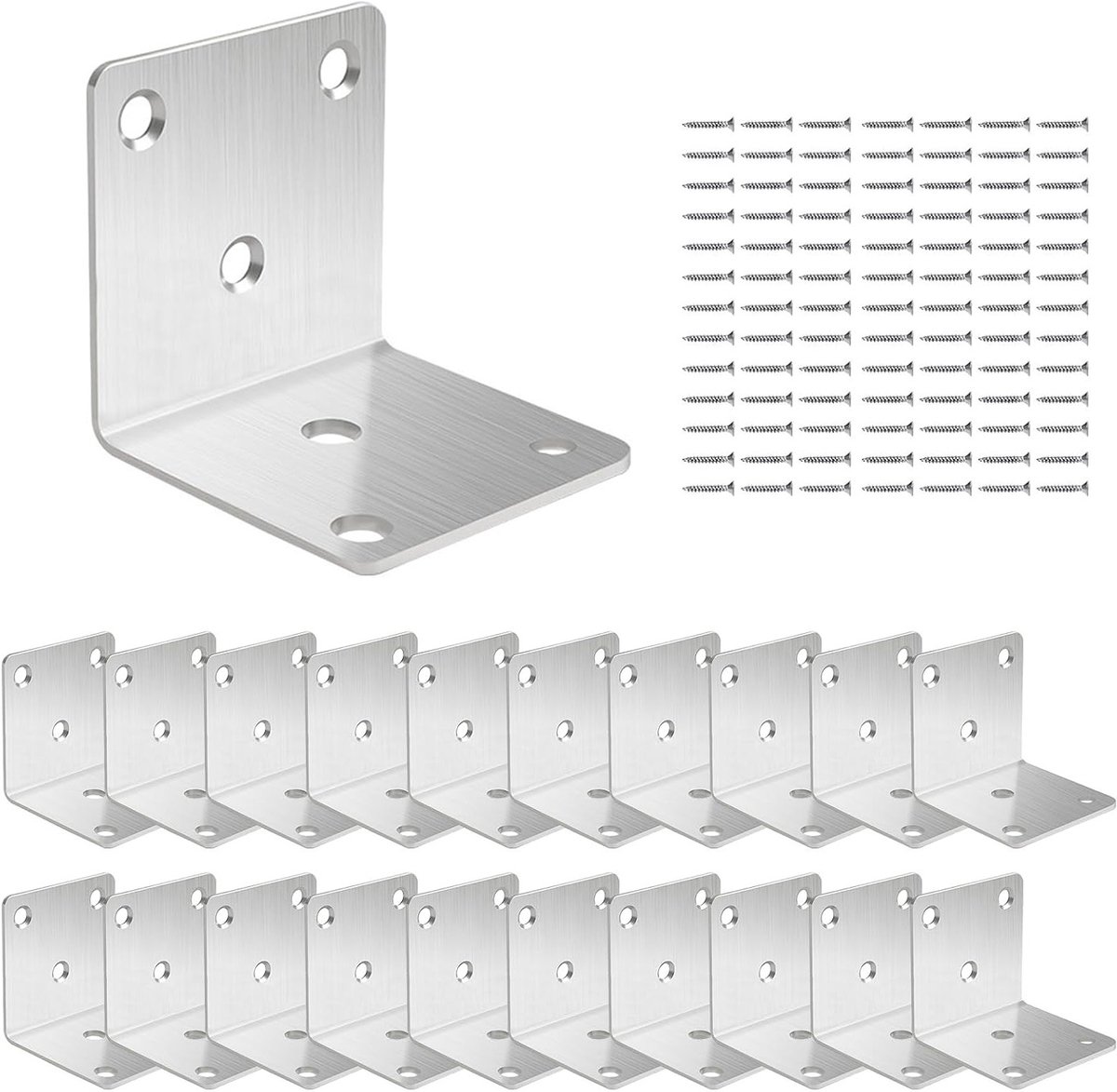 20 Stuks Hoekverbindingen 40 x 40 mm, Robuuste RVS Hoekstukken met 120 Schroeven, Ideaal voor Houten Meubels en Tafelconstructies