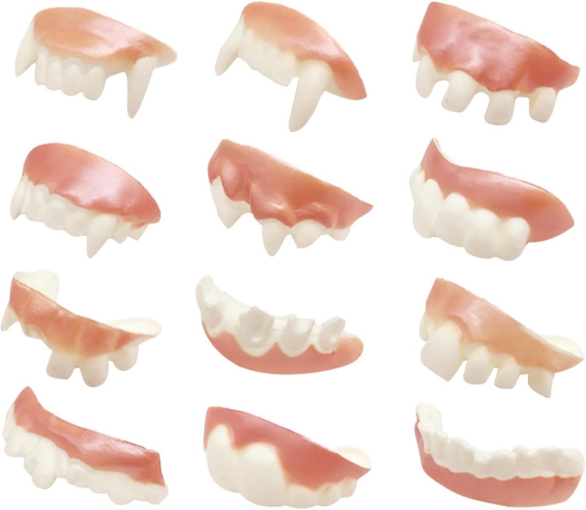 Ugly Fake Teeth - 12 Stuks Wacky Kunstmatige Vampier Tanden voor Halloween Kostuum Feest, Grappige Noviteit en Trick Toys