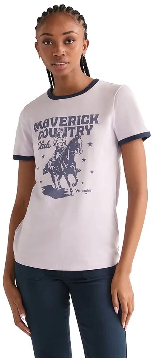 Wrangler Ringer T-shirt Met Korte Mouwen XS Vrouw Evening Haze