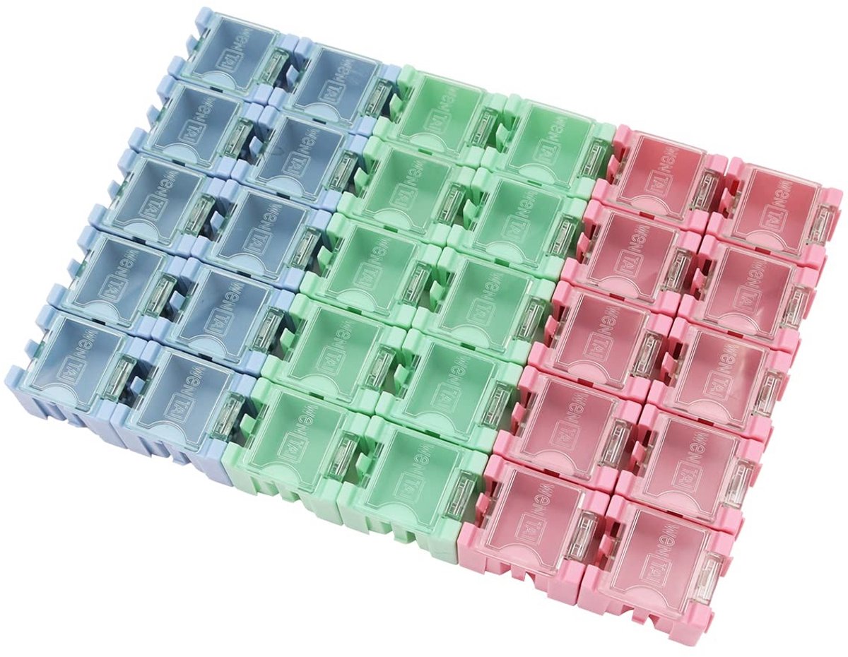 Dailygoods - 30-delige Weerstand Condensator Box Organizer - Afneembare Organizer - Blauw Rood Groen - Voor Elektronische Componenten - Geschi...