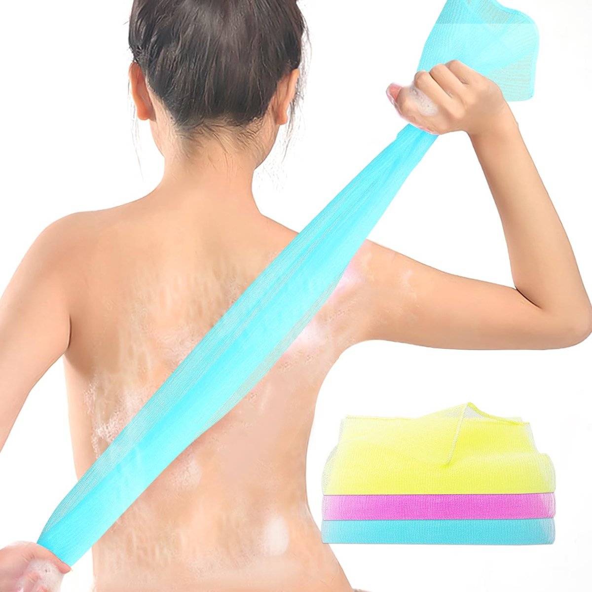 Dailygoods- Exfoliërende Washanddoek - 3 Stuks - Japanse Lichaam/Rug Schrobber - Koreaanse Luffa Handdoek - Dode Huid Verwijderen - Zacht voor de Huid - 90 cm x 30 cm - Luffa Spons