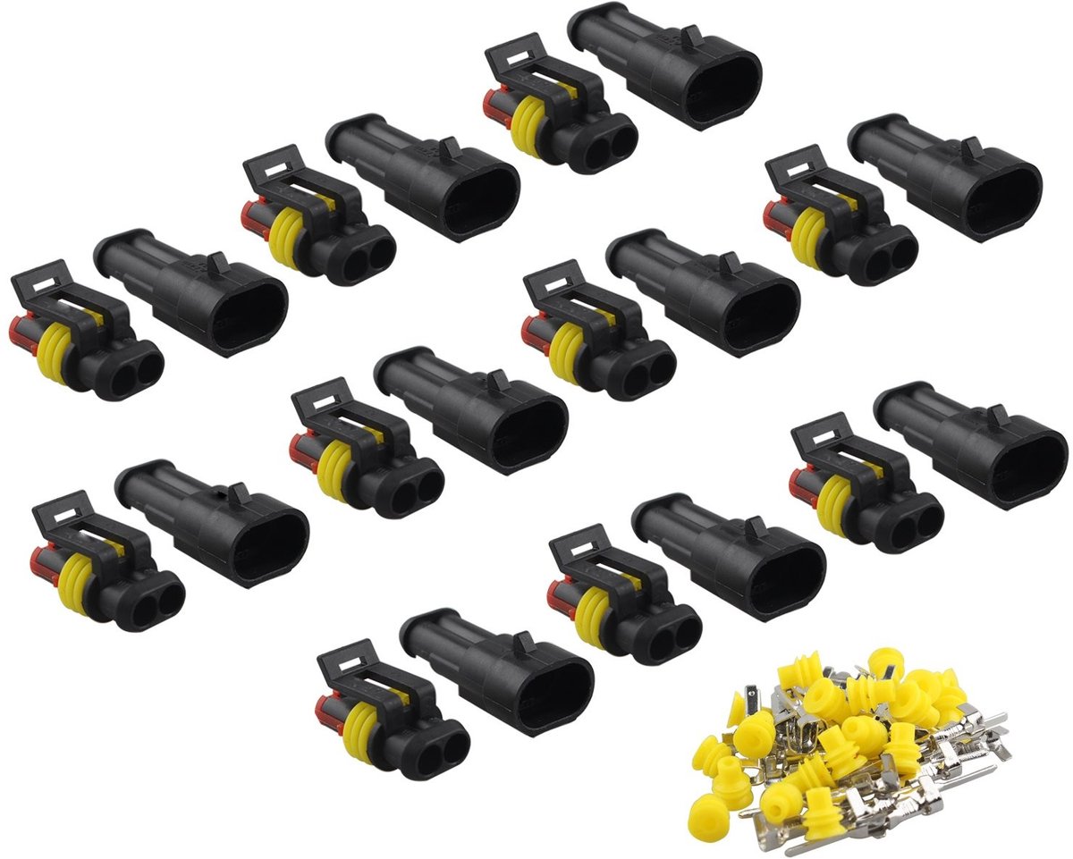 Dailygoods - Waterdichte Connector - IP67 - Supersealed - PA66 Nylon - Terminal Sockets - AC/DC Plug - Motorfiets Scooter Auto Truck Quad Bike Caravan...