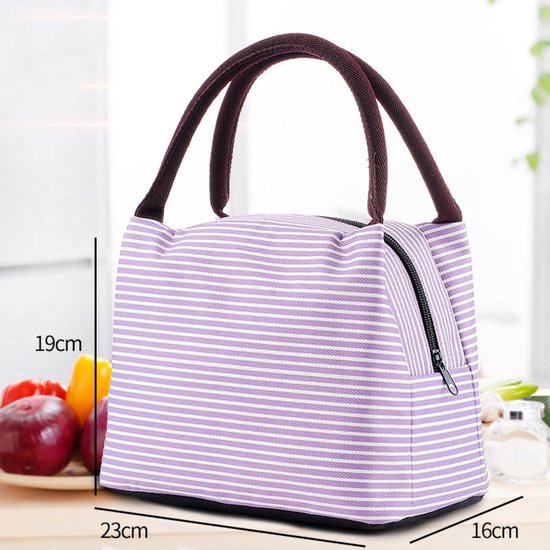Lunch bag Insulated Dinner Lunch Bag Tote Bag Picnic Travel Breakfast Box School Kids Convenience Food Tote Bag Insulated Bag-Purple — afbeelding 3