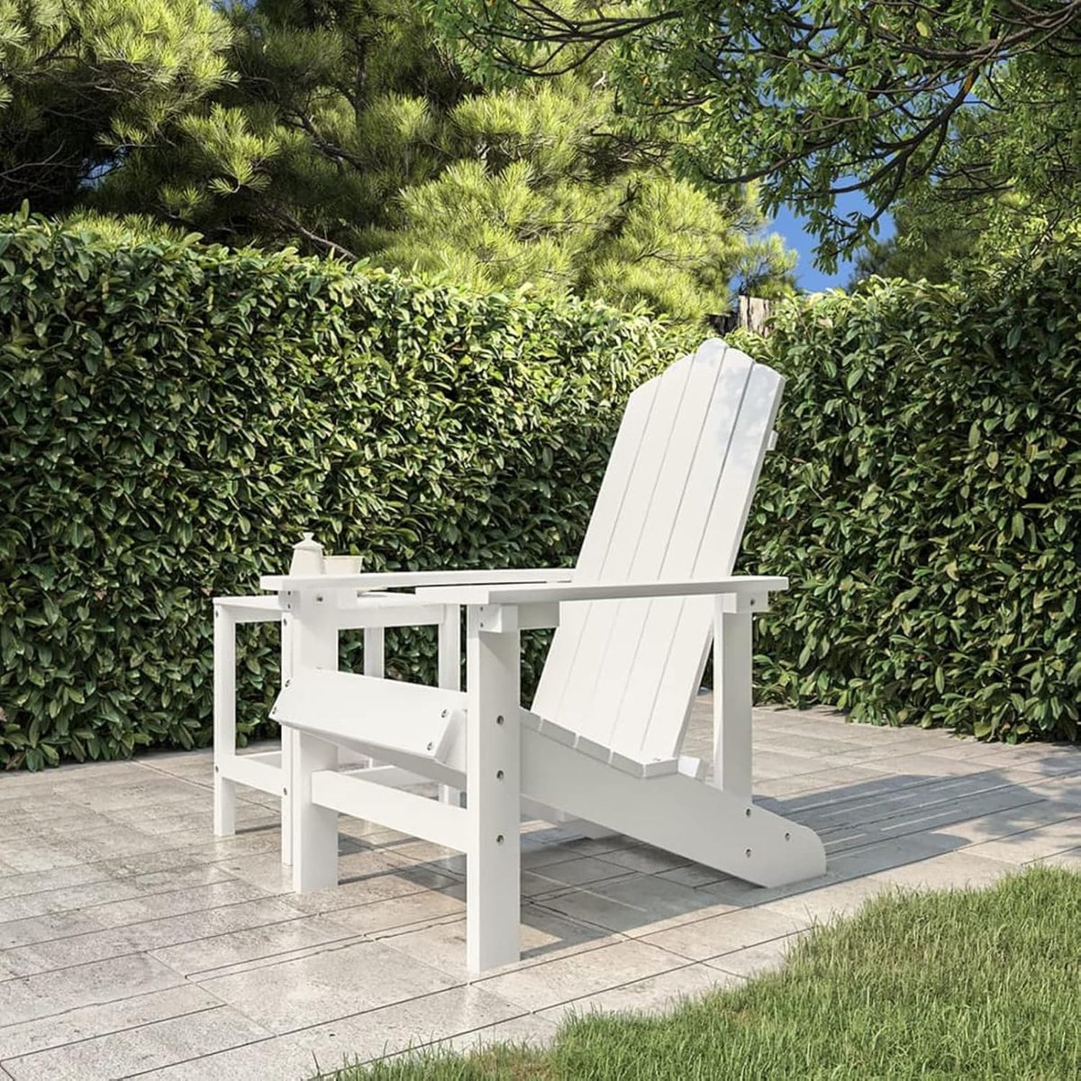 Adirondack Luxe Comfort Tuinstoel HDPE Weerbestendige High-Back Outdoor Fauteuil Wit – Ergonomische Tuin-, Balkon- & Campingstoel