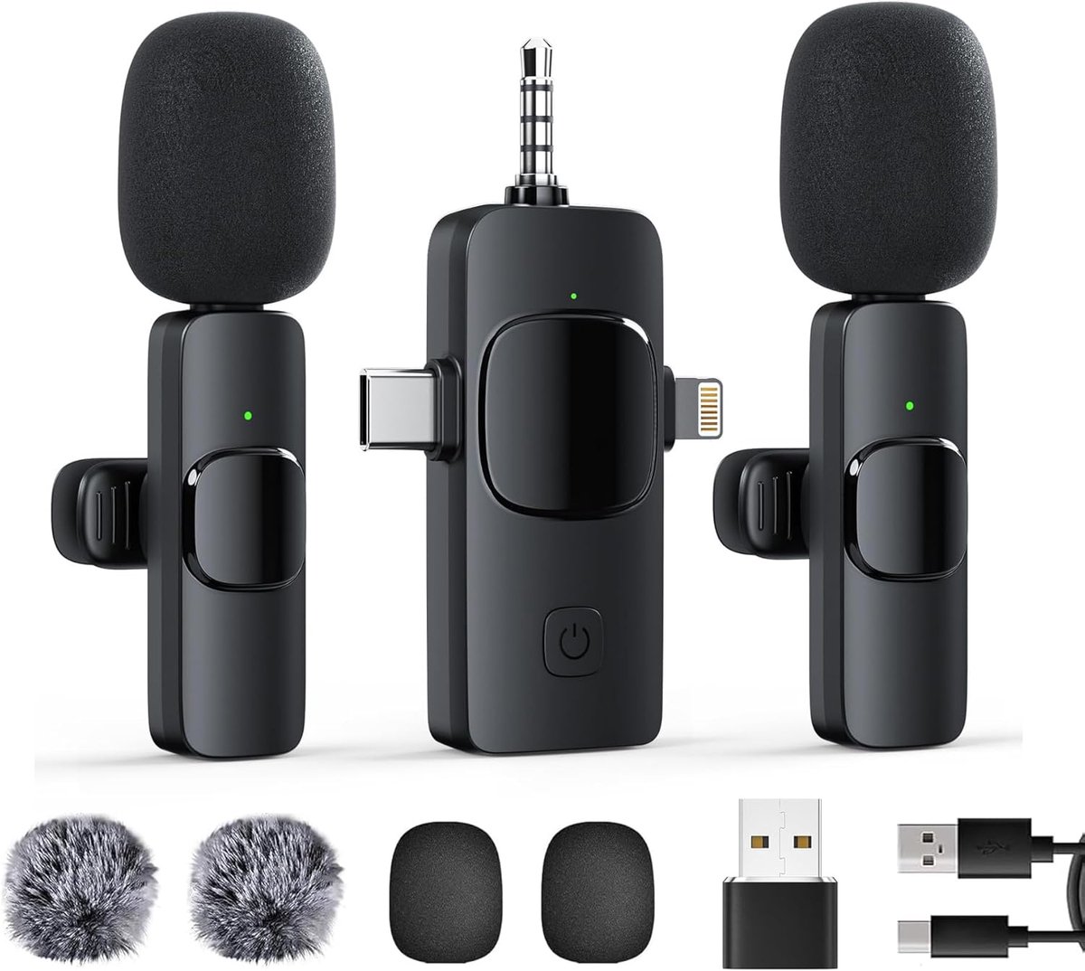 Draadloze Lavalier-Microfoon geschikt voor Mobiele Telefoon/iPhone/Computer met USB C, Microfoon geschikt voor Video-Opnames, Vlog, TikTok, YouTube - Plug-Play Clip-On