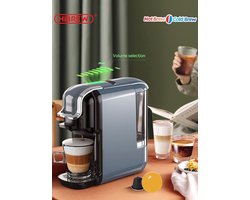 HiBrew 5 in 1 koffiezetapparaat – Koffiemachine – Meerdere Capsules – Koffiepadmachine - Heet/Koud – 19Bar – 1450W – Grey