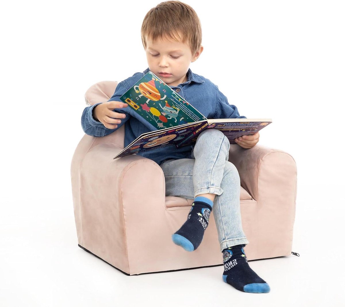 Kinderstoel - Babybankje - Ontspannen en spelen - Veilig zonder scherpe randen - 49 x 35 x 42 cm - Zalm