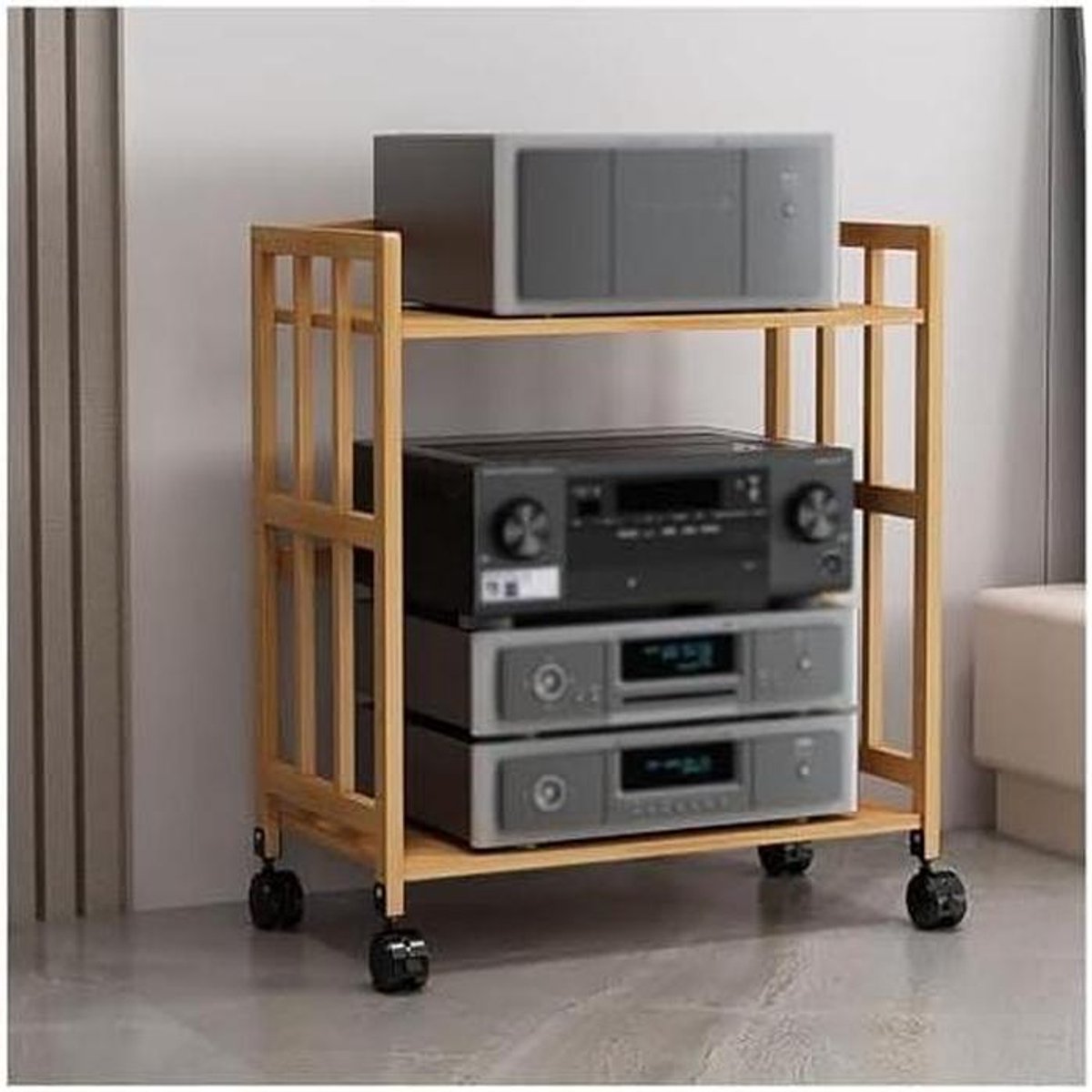 Mediameubel - Stereomeubel Audiorek - Apparatuur Opbergen - Verstelbare Planken - 2 Niveau